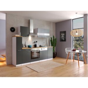 Respekta Küchenzeile KB250WGC 250 cm Weiß - Grau