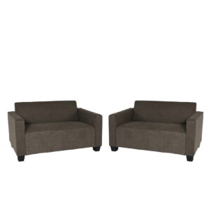 Sofa-Garnitur Couch-Garnitur 2x 2er Sofa Moncalieri Stoff/Textil ~ braun