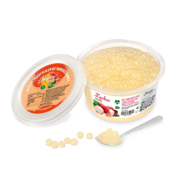 Bubble Tea Bubbles Lychee Fruit Pearls im Becher 450 g - Inhalt: 2 Flaschen