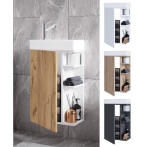 VCM 2-tlg Badmöbel Set Gäste WC Gästebad Waschplatz Waschtisch klein schmal Lumia
