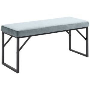 HOMCOM Sitzbank mit Samtoptik blau 100L x 35B x 47H cm