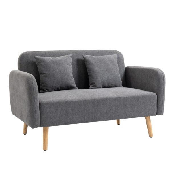 HOMCOM Doppelsofa mit Kissen und Anti-Rutsch Beinen 130B x 70T x 80H cm