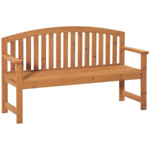 Outsunny Gartenbank mit Rücken- & Armlehnen natur 140L x 50B x 85H cm