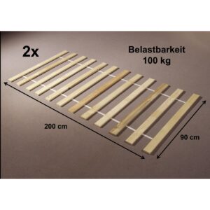 Doppelpack Rollrost Rolly 90*200 cm 13 Holzleisten Fichte massiv