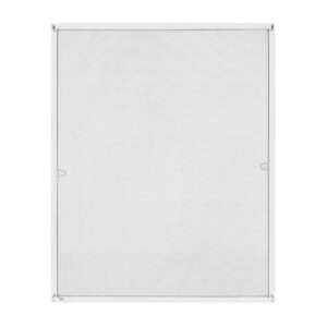 Juskys Fliegengitter mit Alu-Rahmen 110 x 130 cm für Fenster zum Einhängen UV-beständig in Weiß