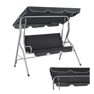 Juskys Hollywoodschaukel 3-Sitzer mit Dach & Sitzauflage – Gartenschaukel 200 kg belastbar - Grau