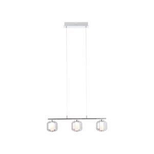 BRILLIANT Rafa LED Pendelleuchte 3flg Balken chrom/rauchglas Innenleuchten