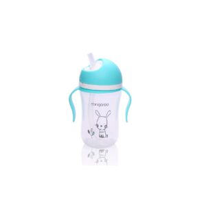 Cangaroo Trinklernbecher 300ml C0582 Trinkhalm Anti-Kolik Deckel drehbar Griffe blau
