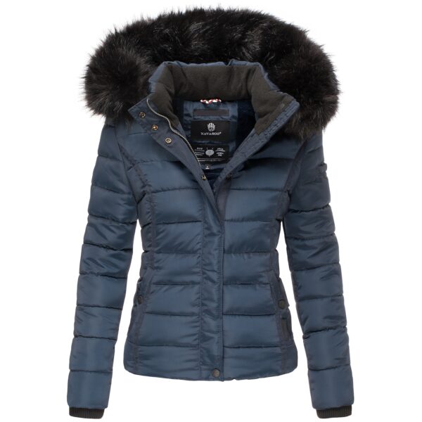 NAVAHOO Damen Steppjacke Hochwertige Winterjacke Mit Voluminöser Kunstpelz-Kapuze Miamor
