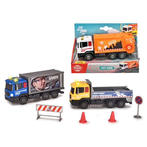 City Team 3 Fahrzeuge mit Licht und Geräuschen