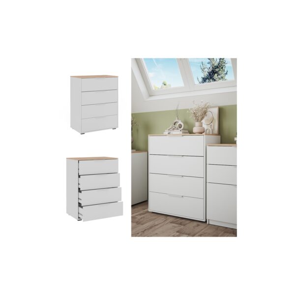 Vicco Sideboard Betti Weiß Sonoma 80 x 102 cm 4 Schubladen