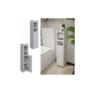 Livinity Toilettenpapierschrank Fynn Weiß 18 x 82 cm Tür